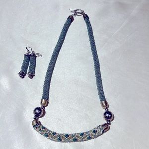 Beaded necklace and earrings